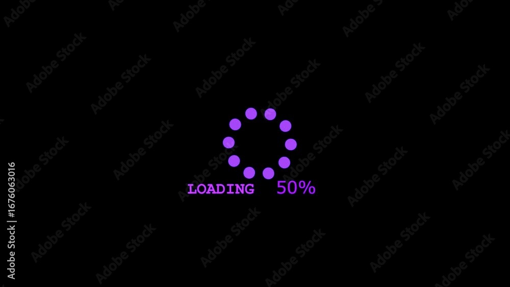 Poster loading screen progress circular purple color animation. futuristic progress loading 0 to 100 percen