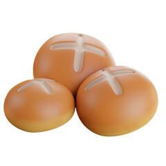 bread. Set of tasty baked goods for breakfast. Realistic baguette bread and loaf - 3D render