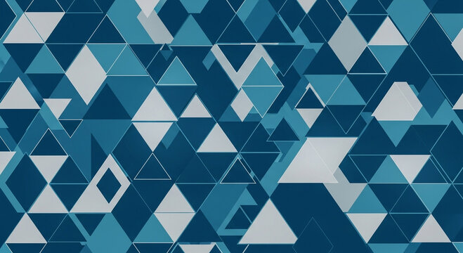 A retro seamless blue geometric vector triangle pattern for a decorative backdrop, mosaic, or wallpaper design