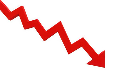 Red arrow chart showing sharp decline on black background