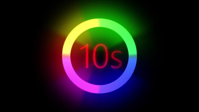 Number 10 countdown Glowing effect black background or 10s count .Glowing neon number one.