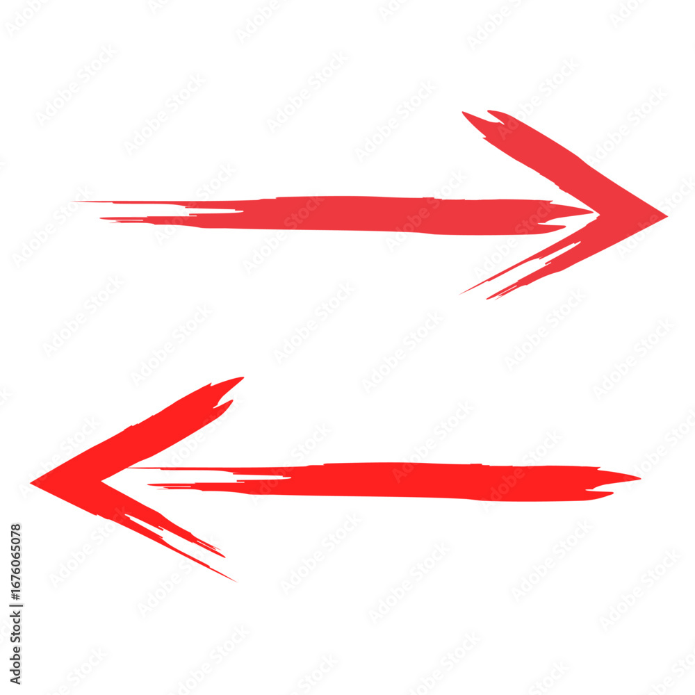 Poster set of arrows Set of arrow sign drawn with red marker on transparent background 