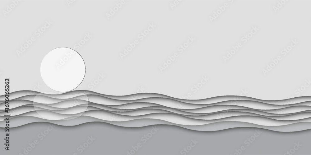 Aufkleber white and gray wave background with shadow. background for text. smooth lines. cut paper style. for 