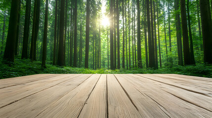 Forest Background Image Wooden Deck Sunlight