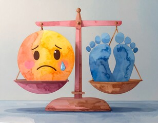 A balance scale with emotions