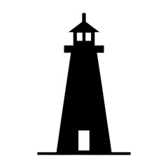 Silhouette of lighthouse building simple clean minimal nautical symbol vector isolated on white background