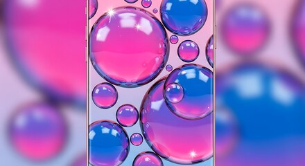 Vibrant Pink and Blue Abstract Bubbles Background.