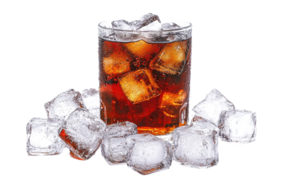 Cola with ice isolated on white background, png