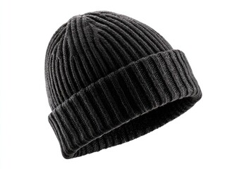 Dark gray ribbed knit beanie