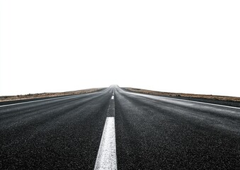 Fototapeta premium Empty asphalt road stretches into a hazy white distance