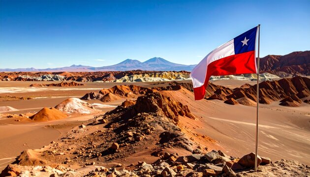 Chile Flag Over the Atacama Desert
