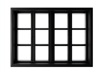 Black window frame with multiple panes