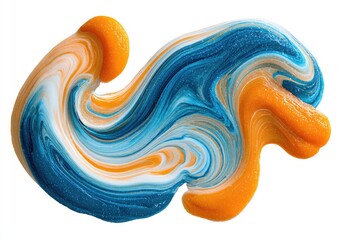 Abstract swirl of vibrant orange and blue paint