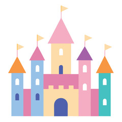 Colorful cartoon castle illustration fairytale architecture