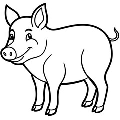 Pig cartoon illustration, Vector illustration of a pig