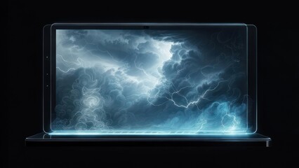 Futuristic tablet displaying storm