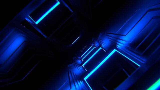 Blue Strobe Mirrors Reverse Corridor Background VJ Loop in 4K