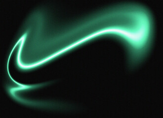 Emerald Swirl Abstract Light Trail on Black
