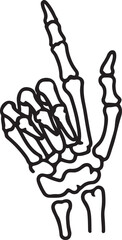 Skeleton hand pointing upwards with a rock and roll gesture for halloween and spooky themes vector