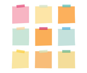 Colorful Sticky Notes Set Isolated on White Background PNG