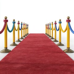Elegant red carpet pathway with stanchions and ropes