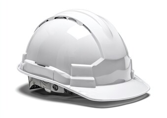 Fototapeta premium White safety helmet angled on white background