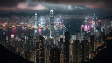 Fototapeta premium Hong Kong Cityscape at Night