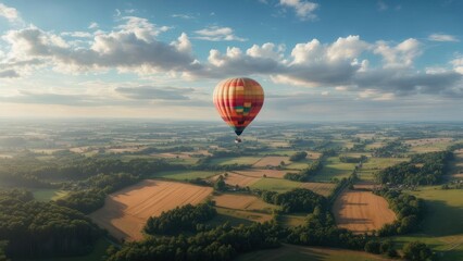 Obraz premium Hot air balloon over fields
