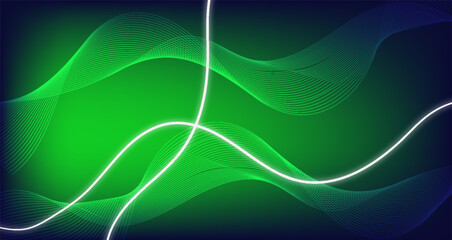 Green and white luxury line overlap layered abstract background, with lighting effect and sparkle. Vector illustration.