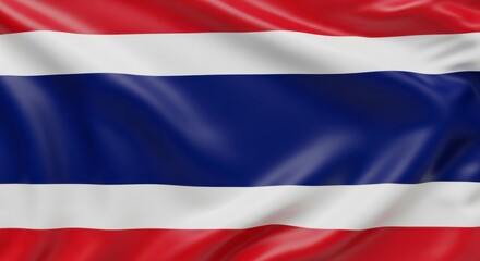 Fototapeta premium A close up of the national flag of thailand waving gently in a soft breeze outdoors