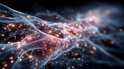 Fototapeta premium Bio energy glowing particle flowing through organic pathways high tech digital representation of renewable systems glowing blue elements