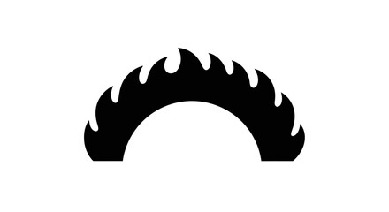 Abstract Black Silhouette of a Curved Flame Arch.