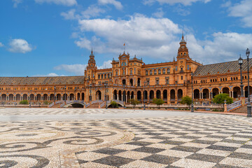 The stunning Plaza de Espana, Seville, Andalusia, Spain, built for the Ibero-American Exposition of...