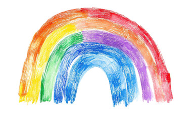 Colorful messy rainbow hand drawing isolated on white background, png