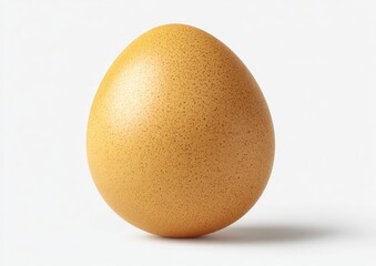 Single, golden-yellow egg, smooth textured shell, against white background
