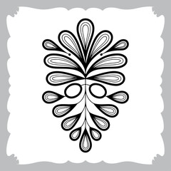 Elegant Floral Design with Tear Drop Shapes in Black and White for Decoration and Artistic Purposes or Textile Design
