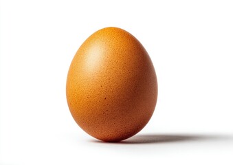 Single brown egg against white background