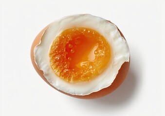 Half of a hard-boiled egg, yolk visible