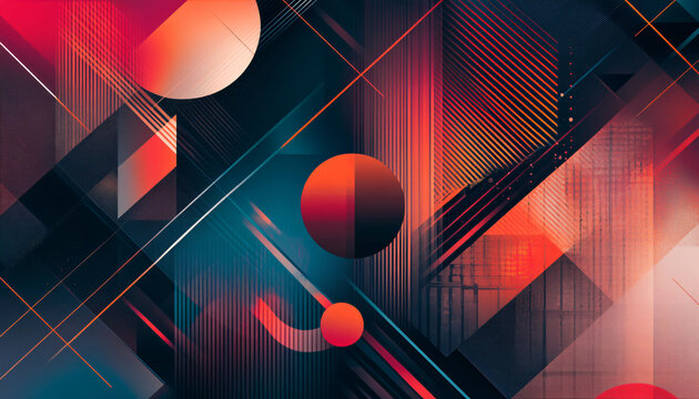 mix of colors and geometric shapes, abstract background - Powered by Adobe