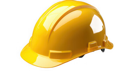 A yellow hard hat isolated on a black background showing safety equipment for construction workers