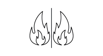 Stylized Outline of Two Flames Divided by a Vertical Line.