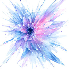 Obraz premium Abstract watercolor floral explosion in blue and pink on black background art