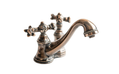 Old faucet isolated on white background, png