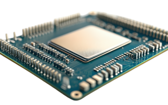 Computer processor cpu isolated on white background, png