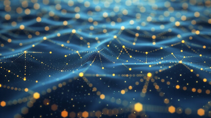 This artwork depicts a mesmerizing abstract representation of nanotechnology, featuring glowing particles and intricate patterns that create a dynamic and vibrant visual experience