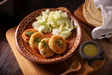 Potato cakes, a very popular homemade dish in many countries, in traditional Mexican cuisine they are known as 