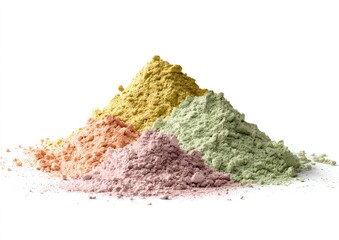 Four piles of colorful powder