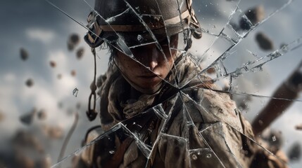 Torn Battlefield Banner with Cracked Glass Overlay Effect