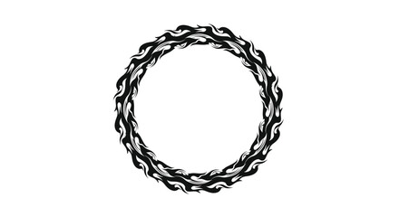Ornate Black and White Circular Frame Design.
