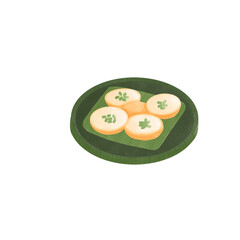 Khanom Krok Thai traditional coconut dessert illustration
